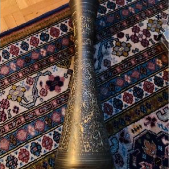 Two handmade Persian brass vase golden /Black 10*40 cm - Picture 6 of 12